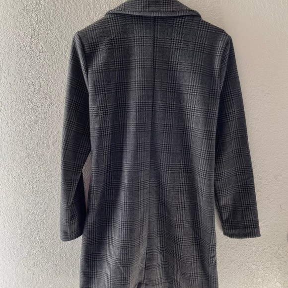 Grey houndstooth long coat M - Picture 4 of 6